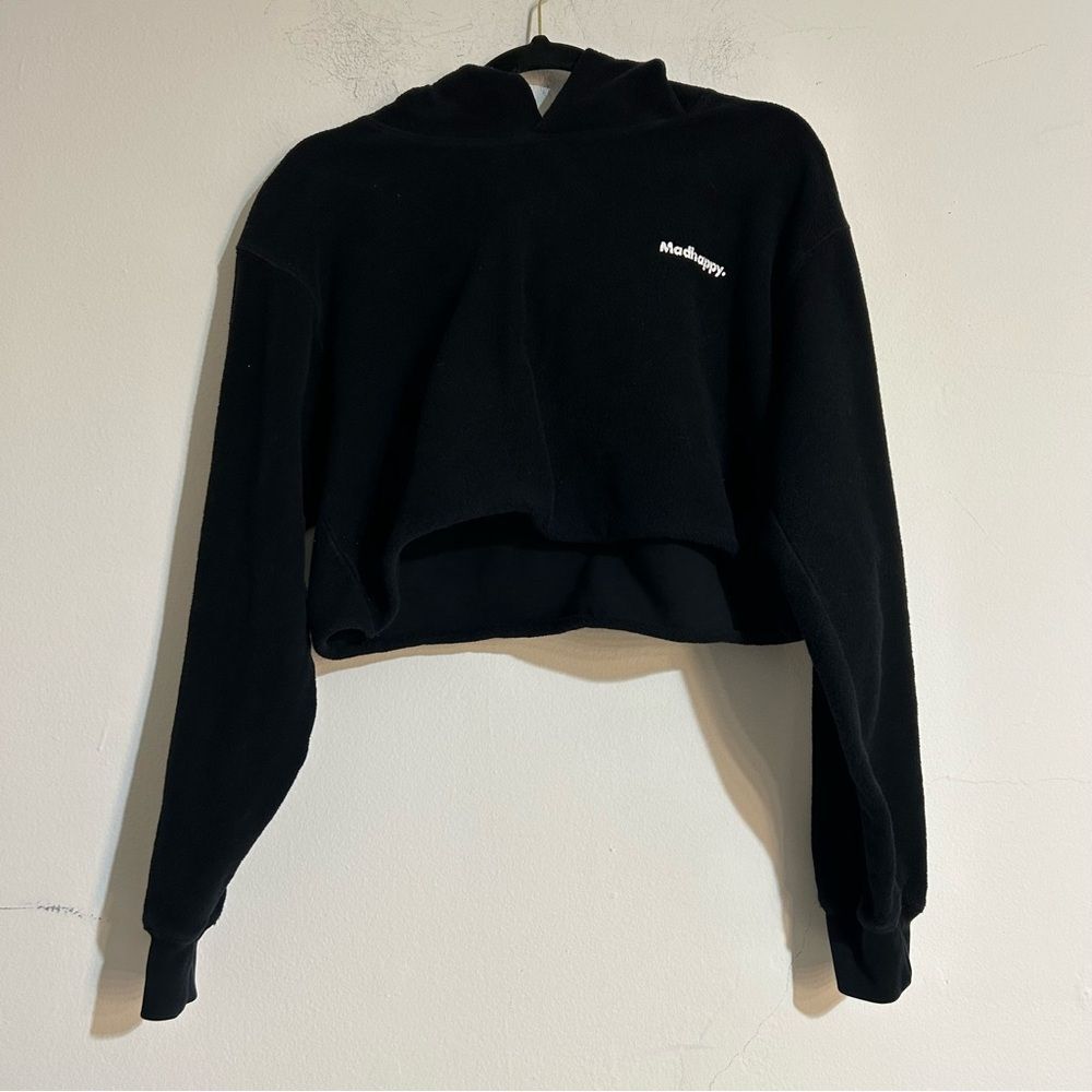 Madhappy Original Cropped Universal Logo Hoodie in Black Size Medium